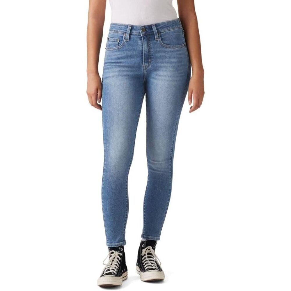 Women's High Rise Skinny Jeans Stretch Cotton Blend Zipper Closure